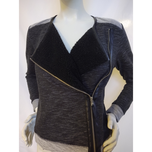 Mossimo Knit Motorcycle Jacket S Small Zipper Fleece Lining Grunge - Picture 3 of 8